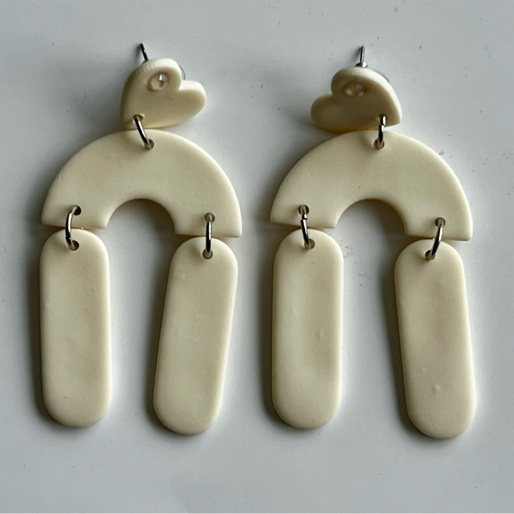 Handmade clay heart earrings